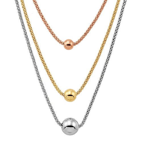 ΑΣΗΜΕΝΙΟ ΚΟΛΙΕ (925) ΤΡΙΧΡΩΜΟ BY VOGUE JEWELLERY