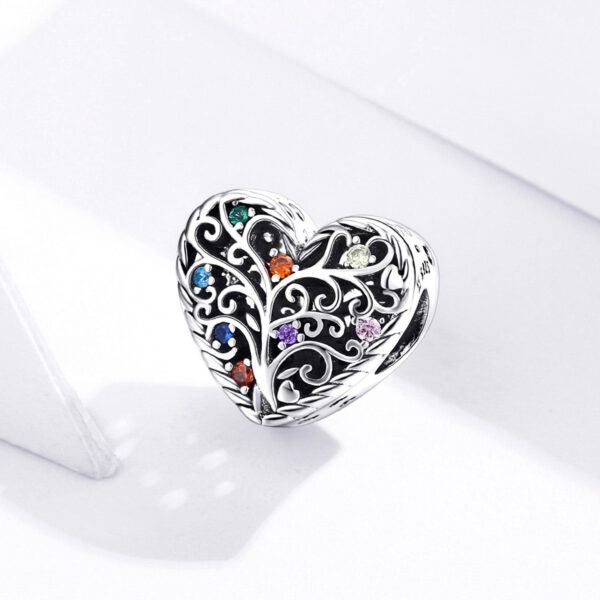 ΑΣΗΜΕΝΙΟ CHARM (925) "HEART WITH COLORFUL STONES" ΜΕ ΖΙΡΓΚΟΝ