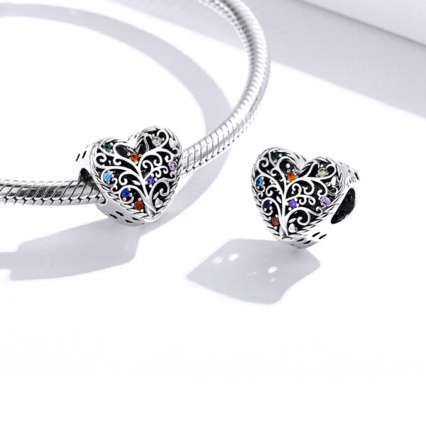 ΑΣΗΜΕΝΙΟ CHARM (925) "HEART WITH COLORFUL STONES" ΜΕ ΖΙΡΓΚΟΝ