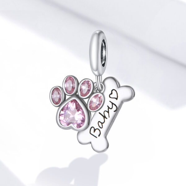 ΑΣΗΜΕΝΙΟ CHARM (925) "BABY PET FOOT" ΜΕ ΖΙΡΓΚΟΝ