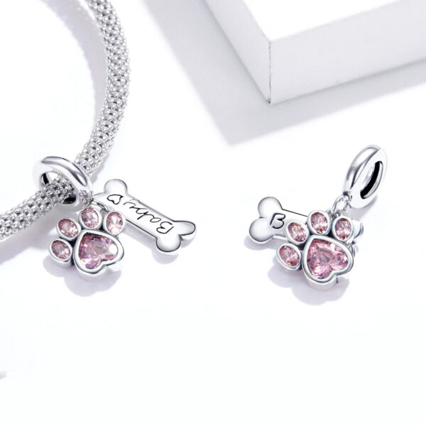 ΑΣΗΜΕΝΙΟ CHARM (925) "BABY PET FOOT" ΜΕ ΖΙΡΓΚΟΝ
