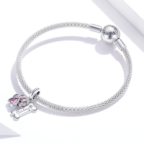 ΑΣΗΜΕΝΙΟ CHARM (925) "BABY PET FOOT" ΜΕ ΖΙΡΓΚΟΝ