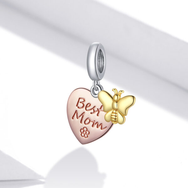 ΑΣΗΜΕΝΙΟ CHARM (925) ΔΙΧΡΩΜΟ BEST MOM WITH BUTTERFLY