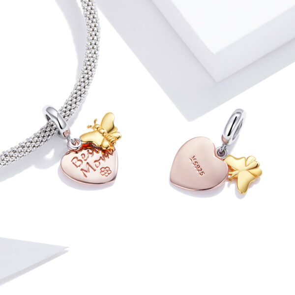 ΑΣΗΜΕΝΙΟ CHARM (925) ΔΙΧΡΩΜΟ BEST MOM WITH BUTTERFLY