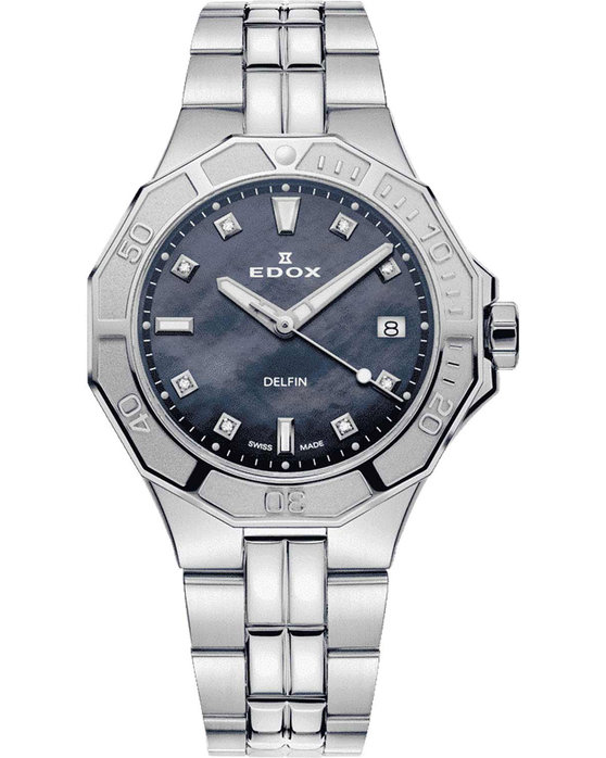 EDOX WATCH DELFIN DIAMONDS SILVER STAINLESS STEEL BRACELET 53020-3M-NANND