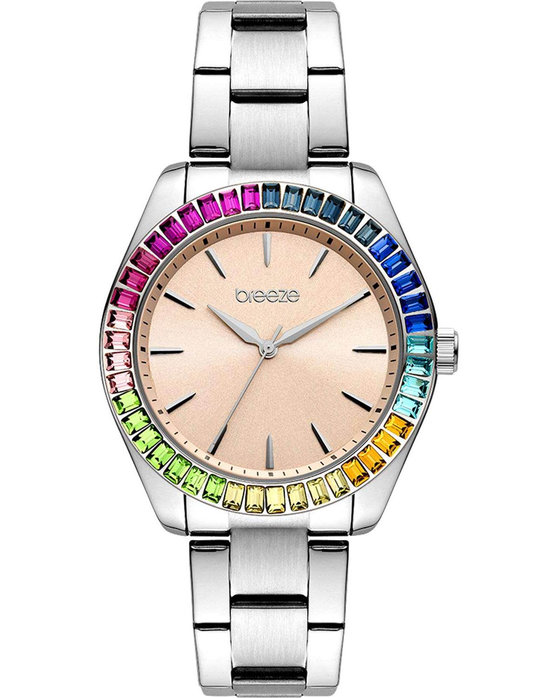 BREEZE WATCH PRISMATIC CRYSTALS SILVER STAINLESS STEEL BRACELET 612411.4