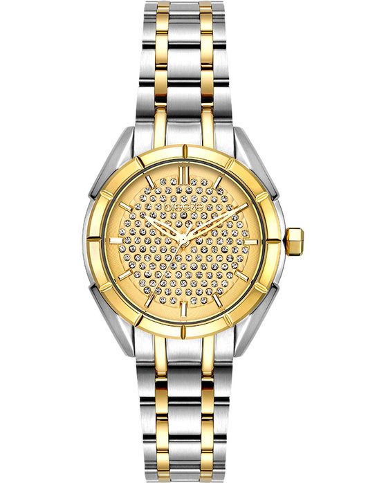 BREEZE WATCH GEMSTONIA CRYSTALS TWO TONE STAINLESS STEEL BRACELET 712181.2