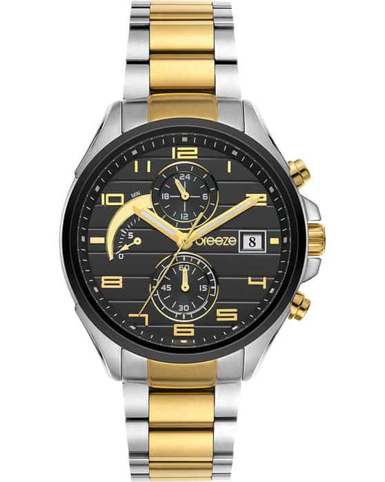BREEZE WATCH NOCTURNA CHRONOGRAPH TWO TONE STAINLESS STEEL BRACELET