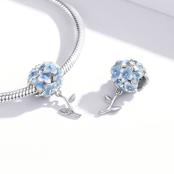 ΑΣΗΜΕΝΙΟ CHARM (925) "BLUE FLOWER ROSE" ΜΕ ΖΙΡΓΚΟΝ