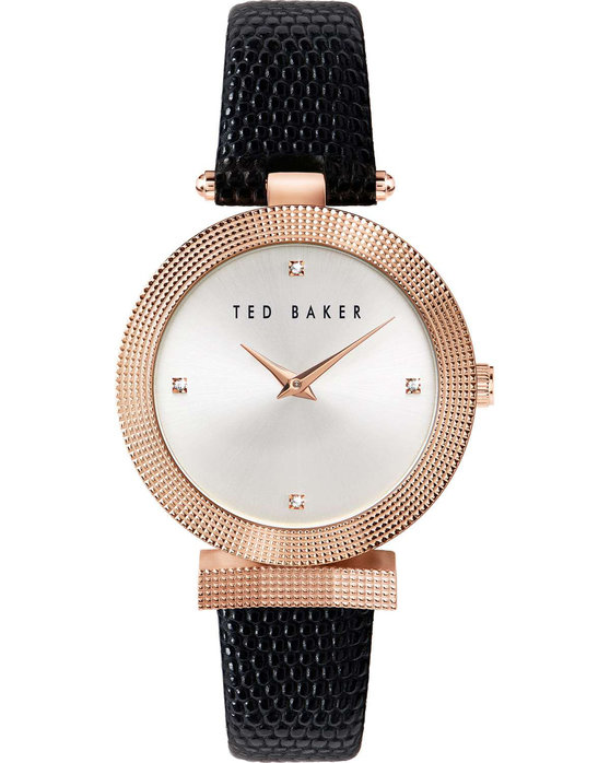 TED BAKER WATCH BOW CRYSTALS BLACK LEATHER STRAP BKPBWF004