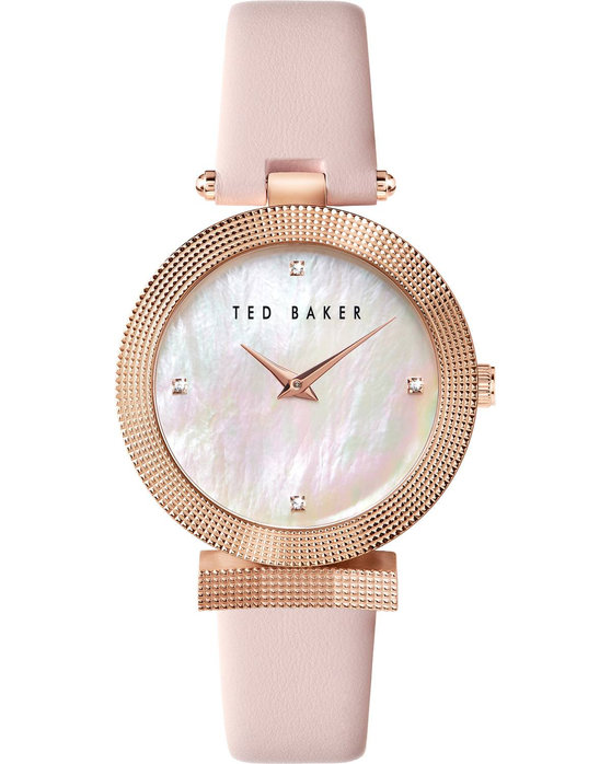 TED BAKER WATCH BOW CRYSTALS PINK LEATHER STRAP BKPBWF005