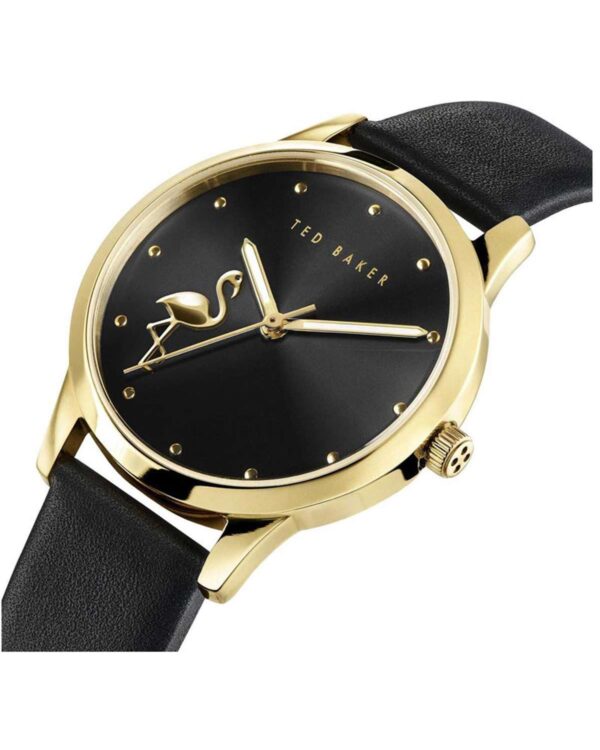TED BAKER WATCH FITZROVIA FLAMINGO BLACK LEATHER STRAP