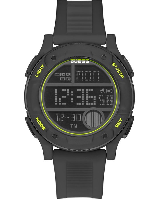 GUESS WATCH ZIP CHRONOGRAPH BLACK RUBBER STRAP GW0225G3