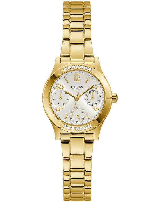 GUESS WATCH PIPER CRYSTALS GOLD STAINLESS STEEL BRACELET