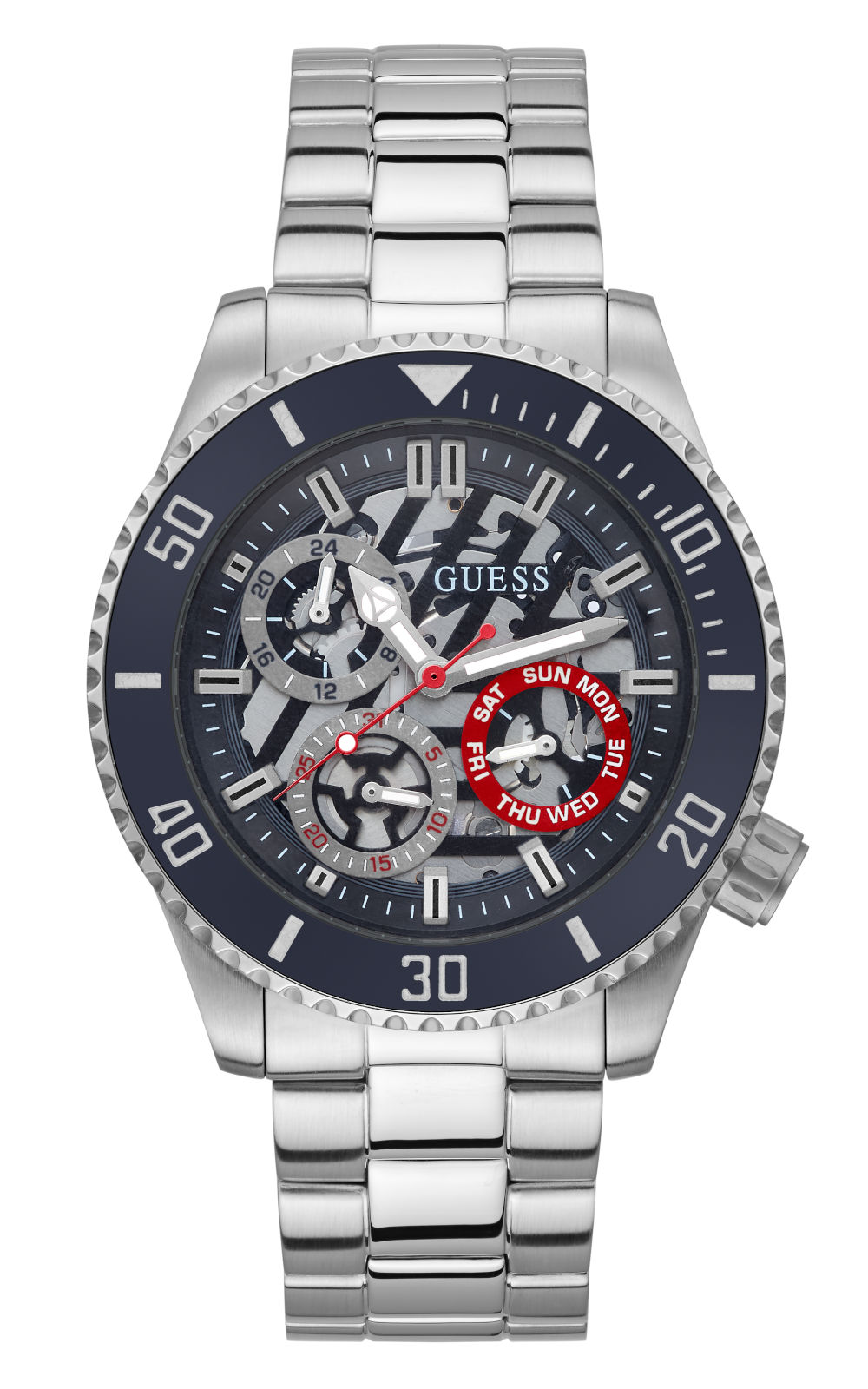 GUESS WATCH AXLE SILVER STAINLESS STEEL BRACELET