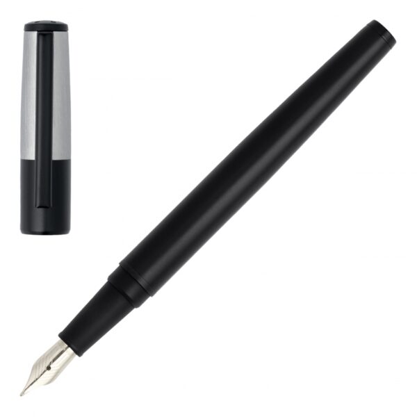 ΠΕΝΑ GEAR MINIMAL BLACK ΚΑΙ CHROME FOUNTAIN PEN BY HUGO BOSS HSN1892B