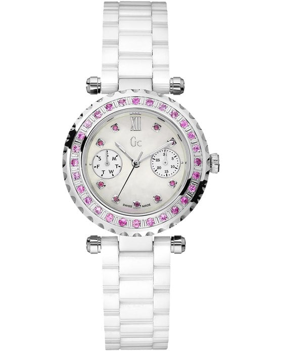 GUESS COLLECTION WATCH DIVER CHIC DIAMONDS WHITE CERAMIC BRACELET I92000L1