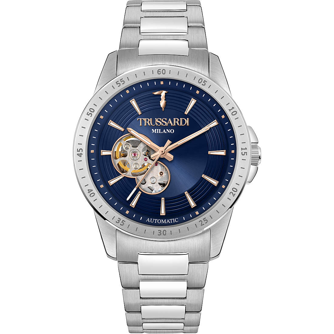 TRUSSARDI WATCH T-HAWK AUTOMATIC SILVER STAINLESS STEEL BRACELET