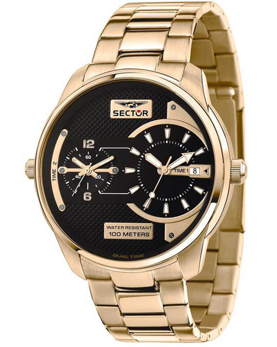SECTOR WATCH OVERSIZE DUAL TIME GOLD STAINLESS STEEL BRACELET R3253102026
