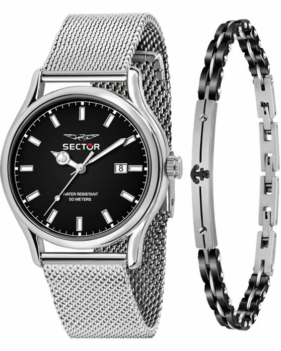 SECTOR WATCH 660 SILVER STAINLESS STEEL BRACELET GIFT SET R3253517025