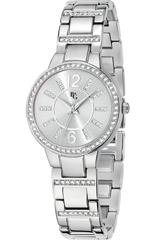 B&G WATCH DESIDERIO CRYSTALS SILVER METALLIC BRACELET