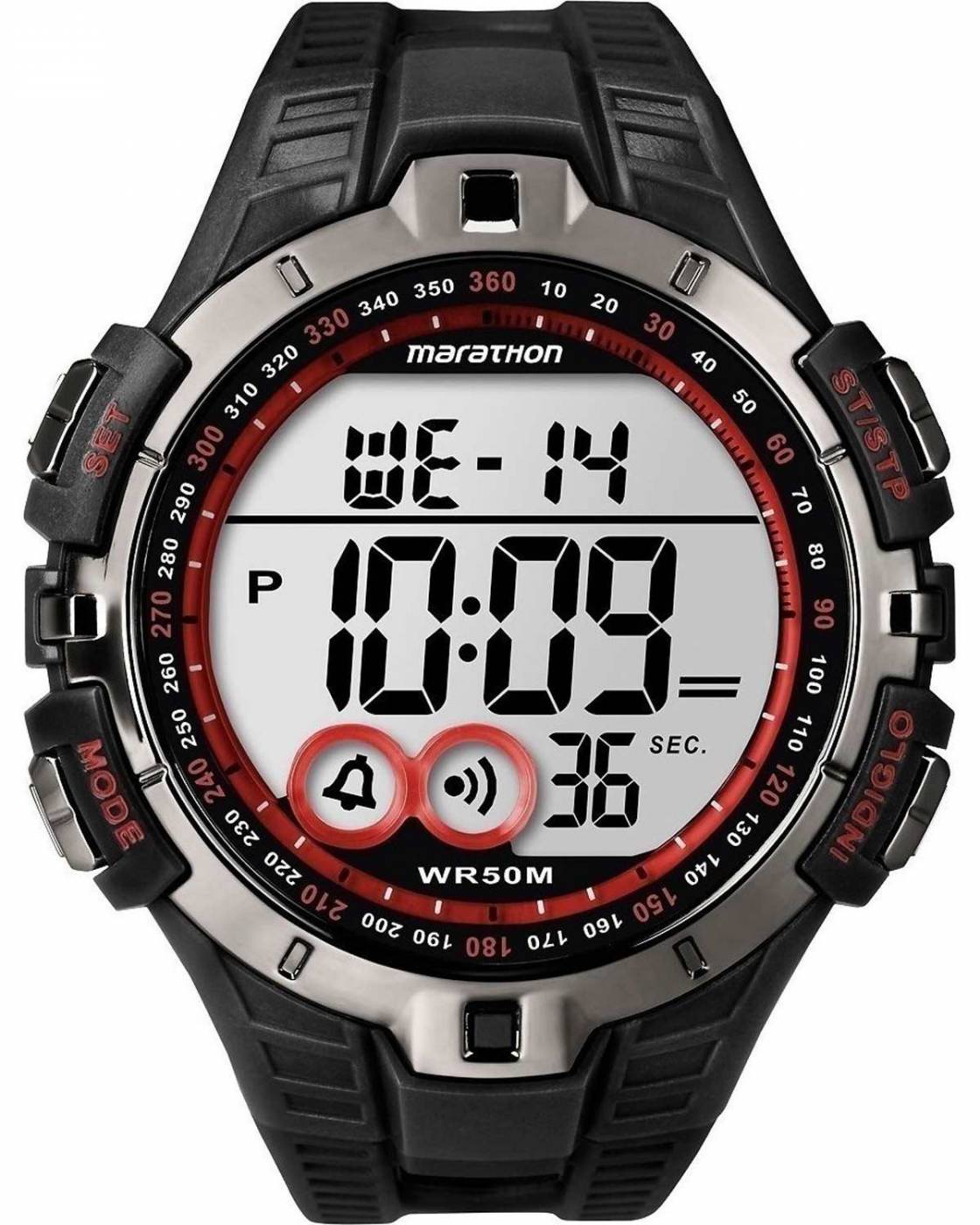 TIMEX MARATHON CHRONOGRAPH BLACK RUBBER STRAP T5K423