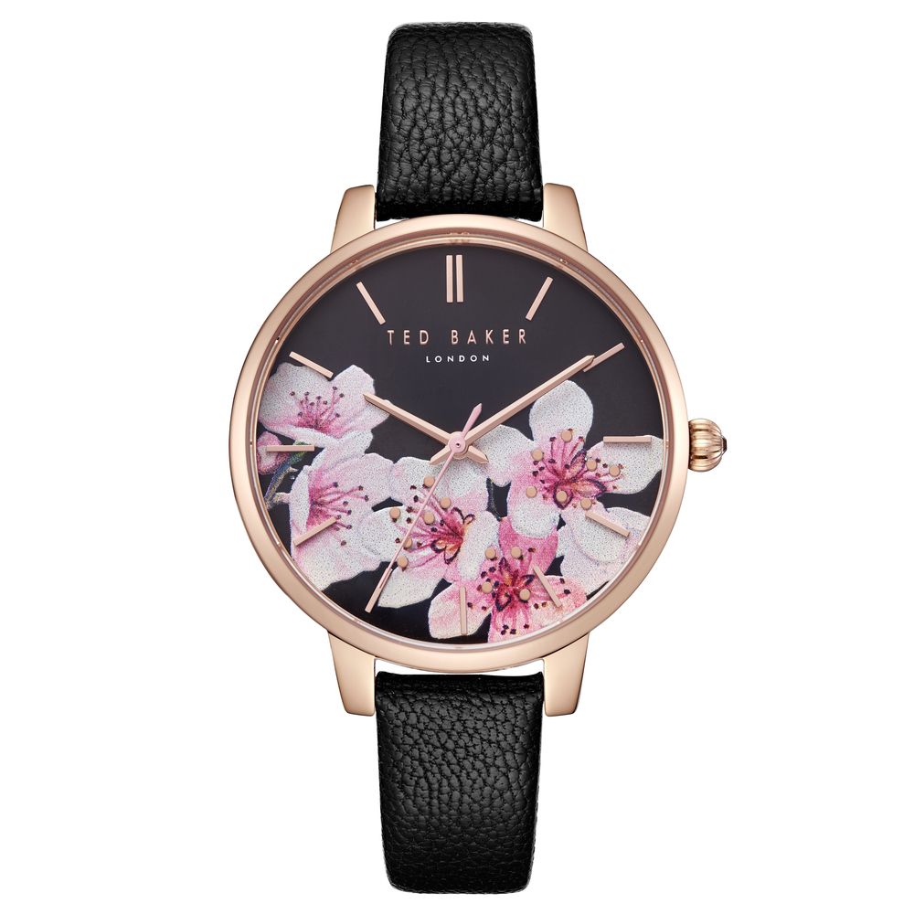 TED BAKER WATCH KATE BLACK LEATHER STRAP