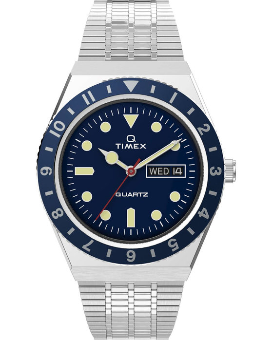 TIMEX WATCH Q DIVER SILVER STAINLESS STEEL BRACELET TW2U61900