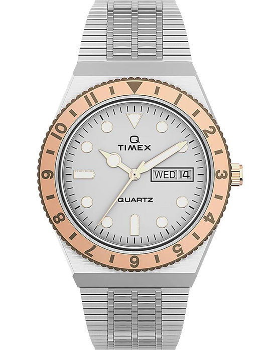 TIMEX WATCH Q REISSUE SILVER STAINLESS STEEL BRACELET TW2U95600