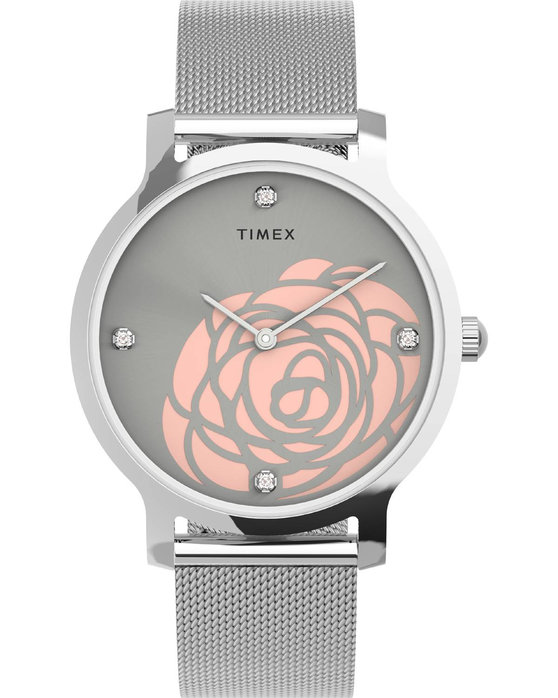 TIMEX WATCH TRANSCEND SVAROVSKI SILVER STAINLESS STEEL BRACELET TW2U98200