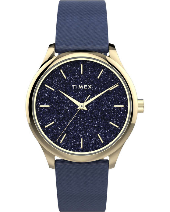 TIMEX WATCH CELESTIAL BLUE LEATHER STRAP TW2V01200