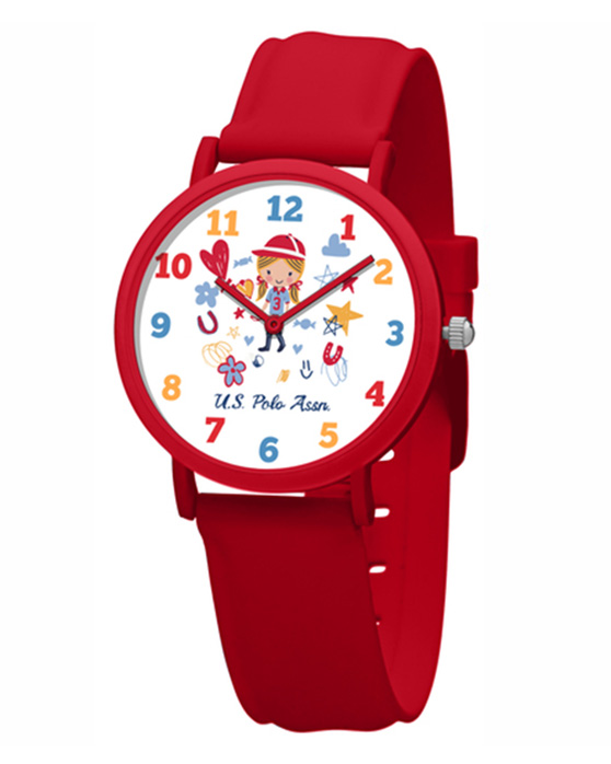 U.S POLO WATCH KIDS RED SILICONE STRAP USP3228RD