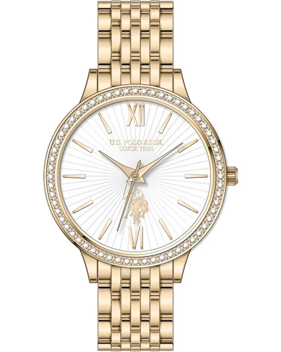U.S POLO WATCH FAITH CRYSTALS GOLD STAINLESS STEEL BRACELET USP5971YG
