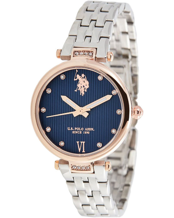 U.S POLO WATCH MARGOT CRYSTALS SILVER STAINLESS STEEL BRACELET USP5980BL