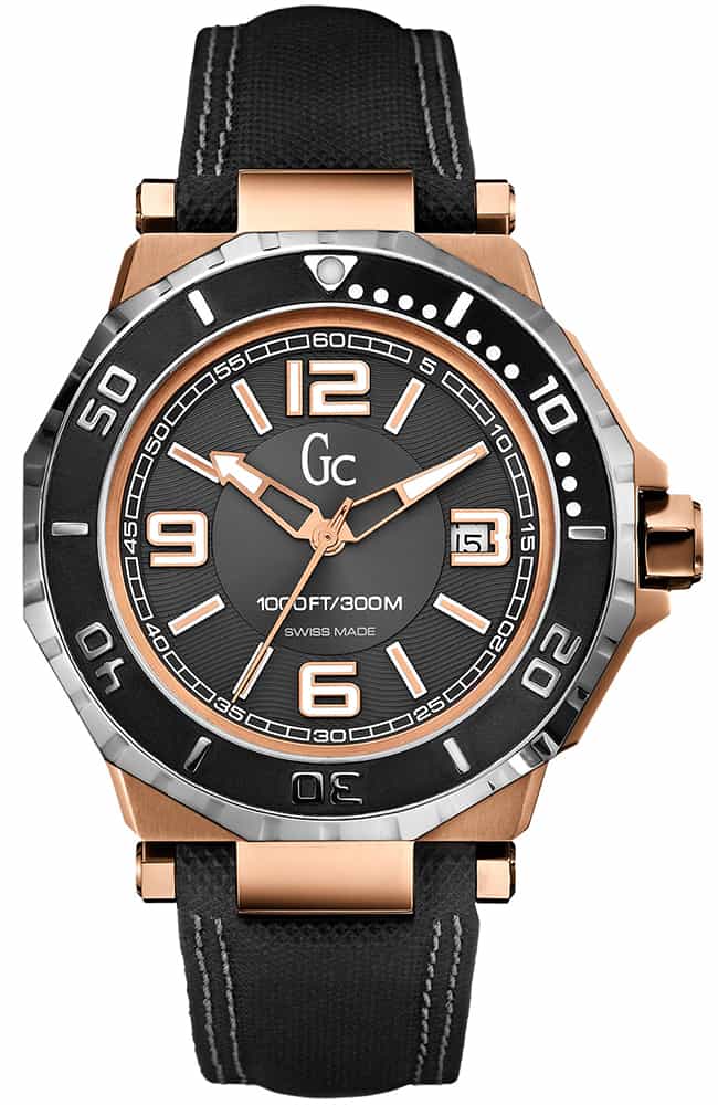 GUESS COLLECTION WATCH GC-3 BLACK LEATHER STRAP X79002G2S