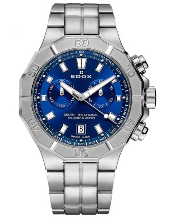 EDOX WATCH DELFIN CHRONOGRAPH SILVER STAINLESS STEEL BRACELET 10112-3BUM-BUIN