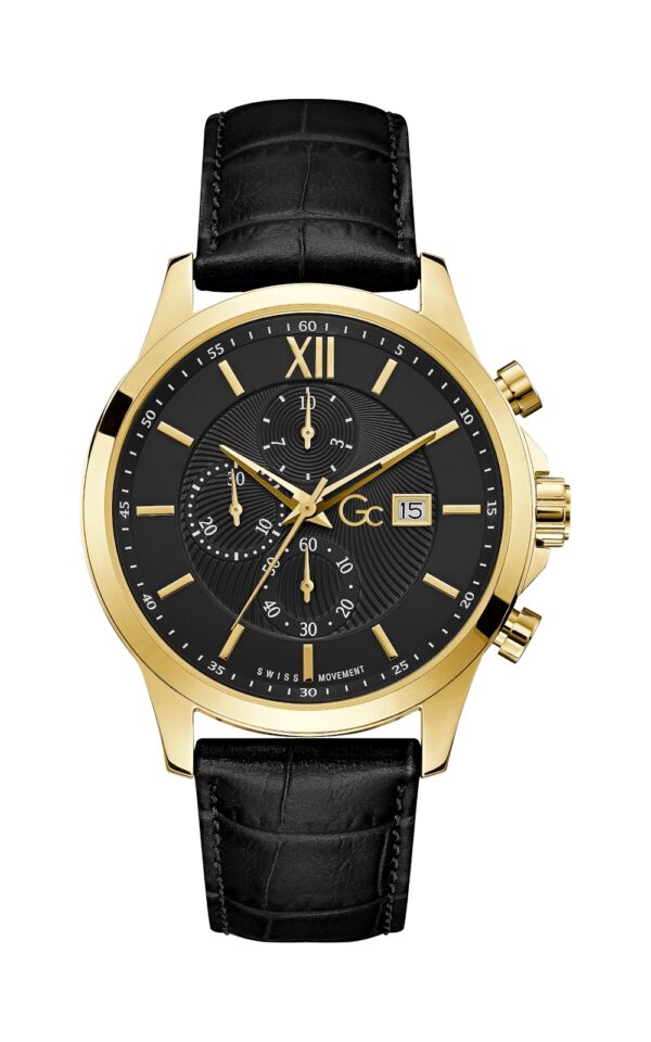 GUESS COLLECTION WATCH EXECUTIVE BLACK LEATHER STRAP