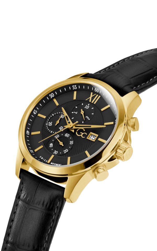 GUESS COLLECTION WATCH EXECUTIVE BLACK LEATHER STRAP