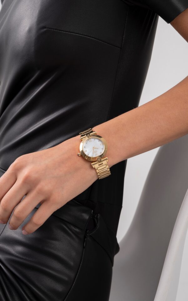 GUESS COLLECTION WATCH FUSION LADY QUARTZ GOLD STAINLESS STEEL BRACELET
