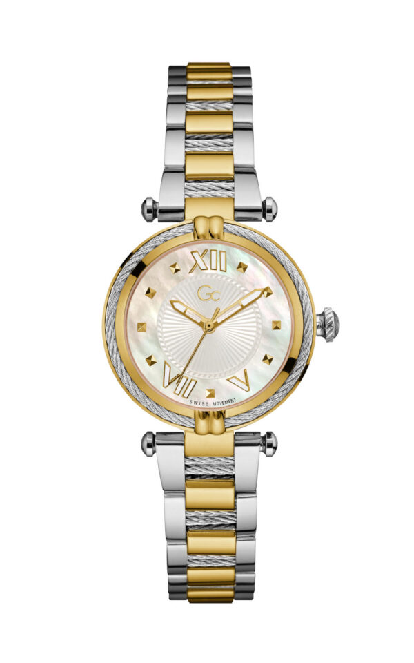 GUESS COLLECTION WATCH CABLECHIC QUARTZ TWO TONE STAINLESS STEEL BRACELET
