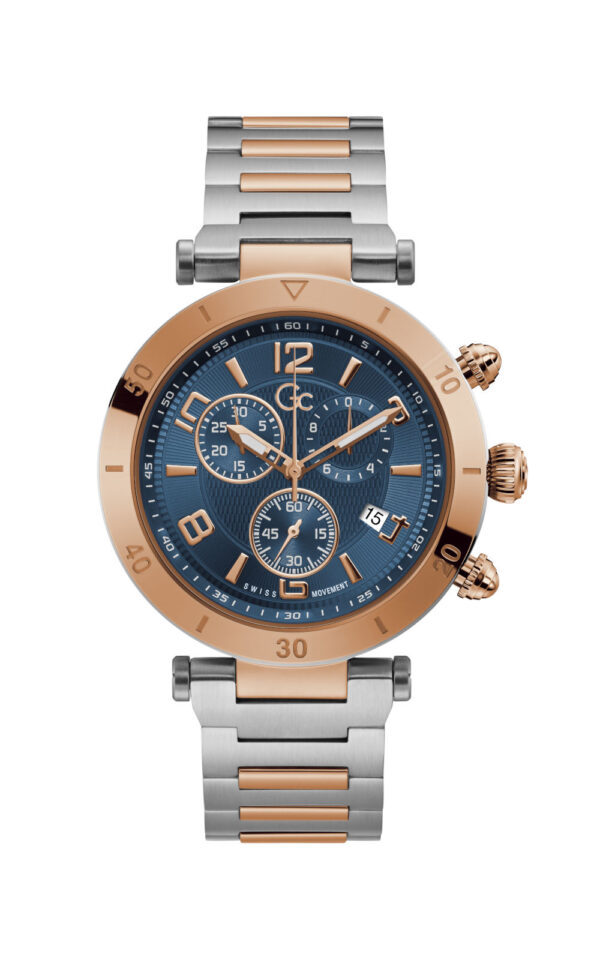 GUESS COLLECTION MEN WATCH PRIME CLASS TWO TONE STAINLESS STEEL BRACELET