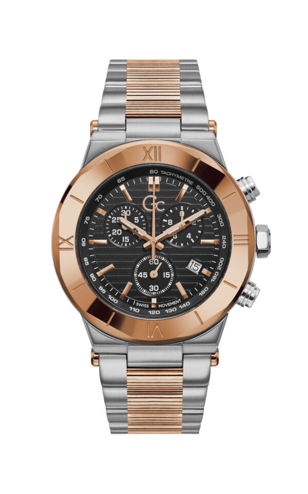 GUESS COLLECTION WATCH FORCE TWO TONE STAINLESS STEEL BRACELET