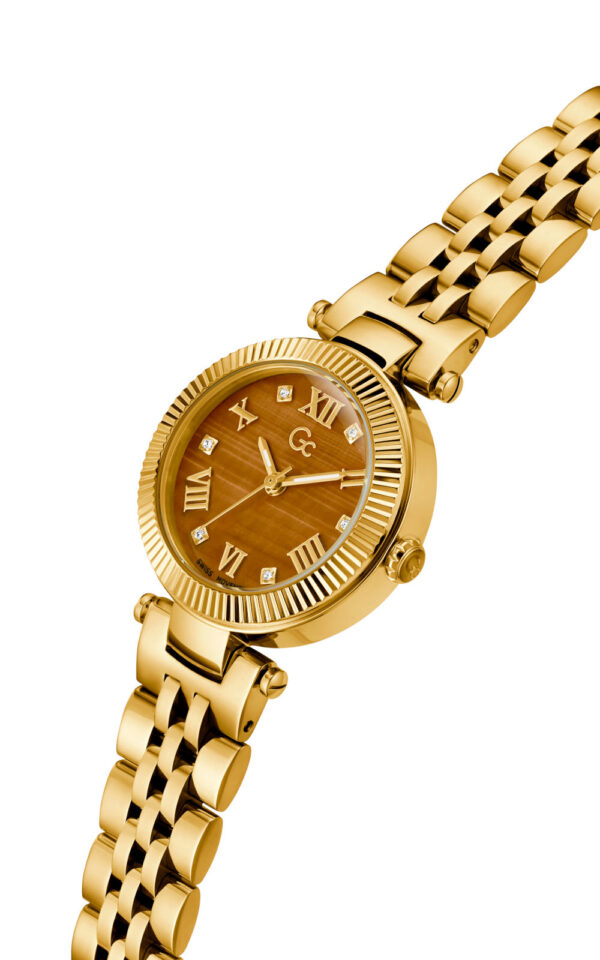 GUESS COLLECTION WATCH FLAIR QUARTZ GOLD STAINLESS STEEL BRACELET
