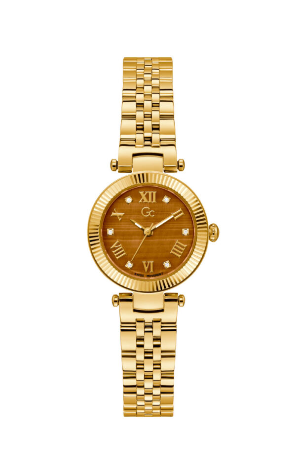 GUESS COLLECTION WATCH FLAIR QUARTZ GOLD STAINLESS STEEL BRACELET