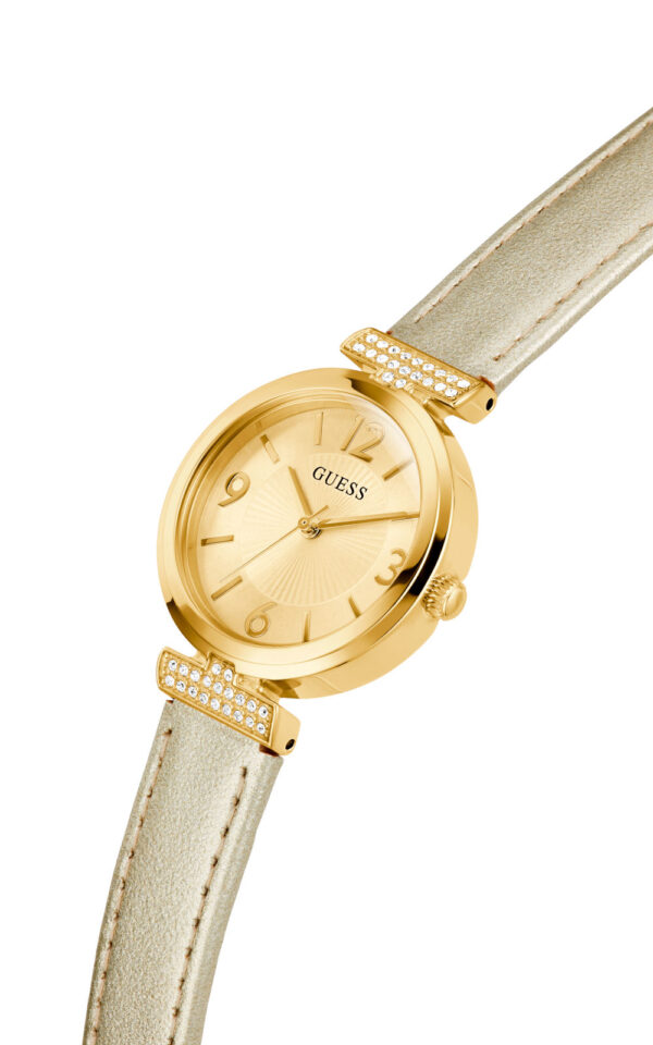 GUESS WATCH ARRAY CRYSTALS BEIGE LEATHER STRAP
