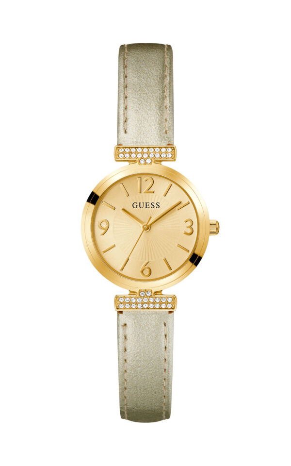 GUESS WATCH ARRAY CRYSTALS BEIGE LEATHER STRAP