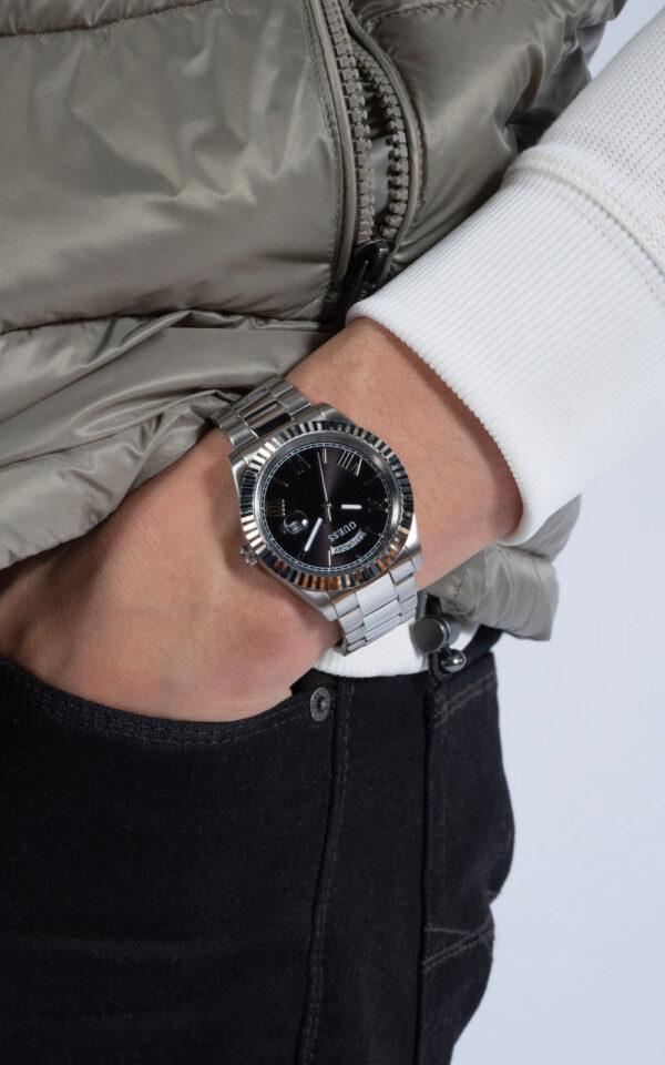 GUESS MEN WATCH CONNOISSEUR SILVER STAINLESS STEEL BRACELET