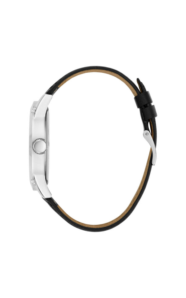 GUESS WATCH CRESCENT BLACK LEATHER STRAP