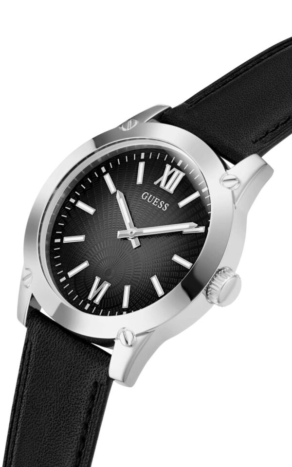 GUESS WATCH CRESCENT BLACK LEATHER STRAP