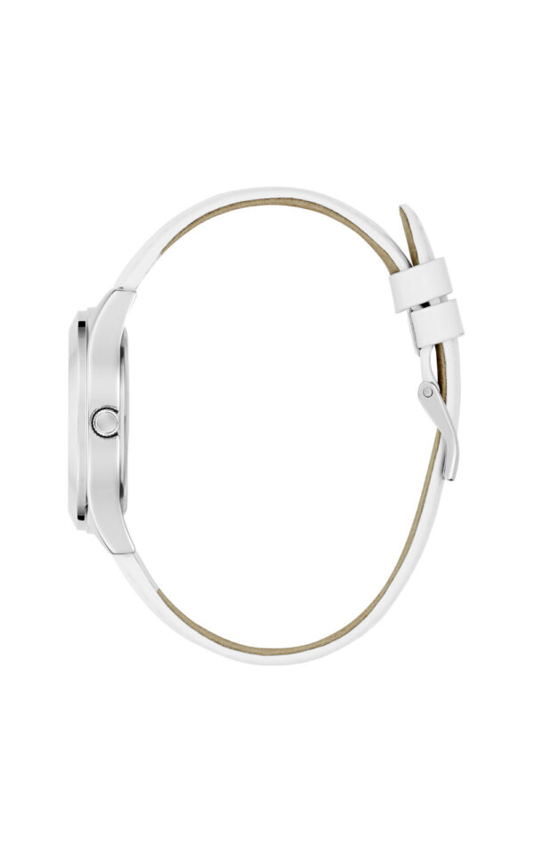 GUESS WOMAN WATCH GLITZ PLAQUE WHITE LEATHER STRAP